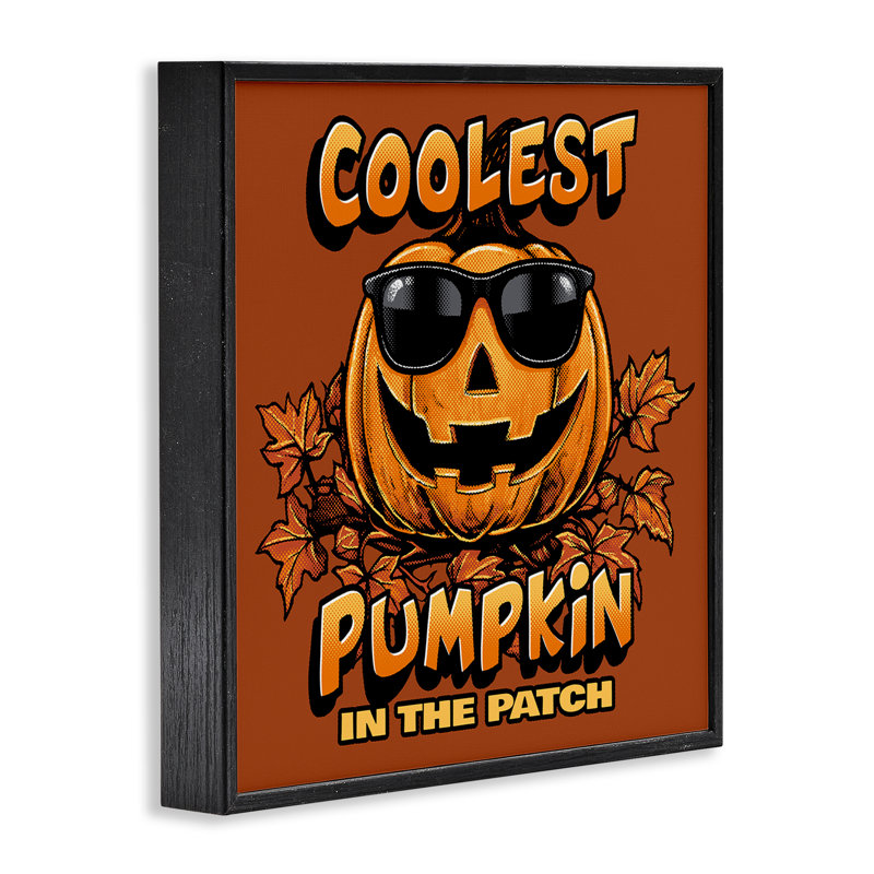 «Coolest Pumpkin» avec des lunettes de soleil encadrées par Jedco Brands, Inc., Giclée encadrée noir minuit