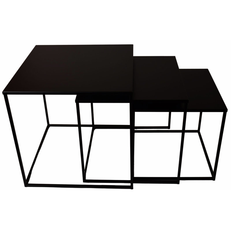 Pancratius Sled Nesting Tables, Black, Black