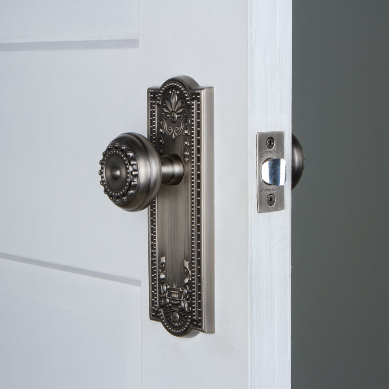 Grandeur Parthenon Plate Passage with Parthenon Door Knob, Antique Pewter, 2 3/8"