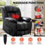 Fauteuil inclinable électrique en cuir véritable avec massage et chaleur, capacité de poids de 350 lb, double moteur-1880322227