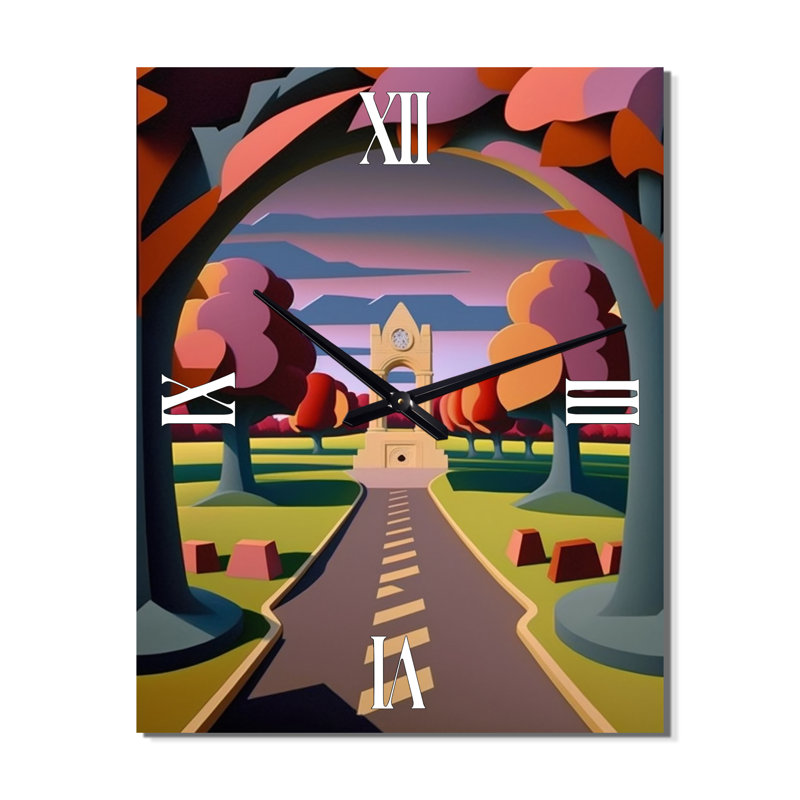 Route à travers les montagnes rustiques I - Paysage abstrait avec horloges murales, Moyen