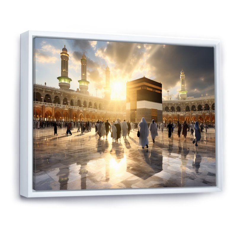 Art de l'Islam, reflet de Kaaba I, H 24 po x l 32 po x P 1 po, Cadre flottant blanc
