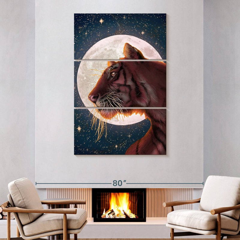 Brampt Moon And Tiger, 74" H x 48" W