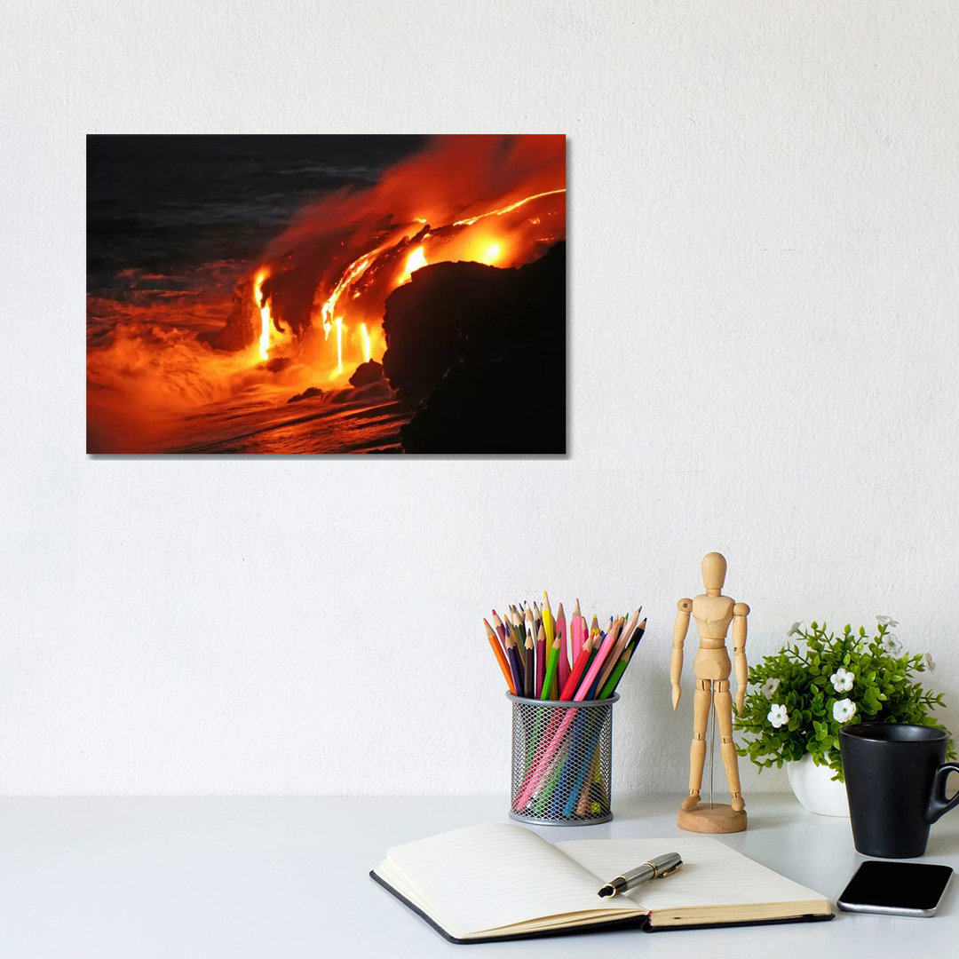 Kilauea Lava Flow Sea Entry, Big Island, Hawaii III by Martin Rietze - Wrapped Canvas Print