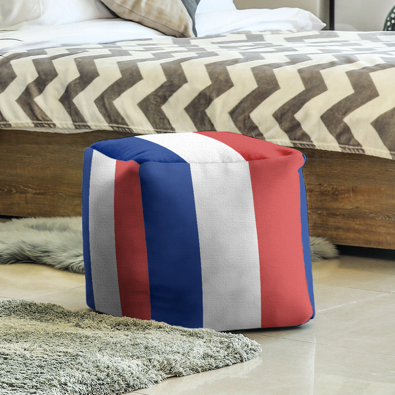 repose-pieds carré, H 18 po x l 18 po x P 20 po, Bleu / blanc / rouge