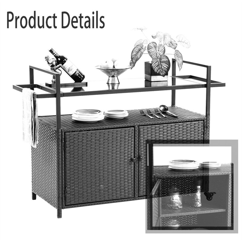 Jenafer Metal Bar Cart, Brown
