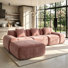 Canapé d'angle moderne en chenille rose de 274 cm de large avec méridienne