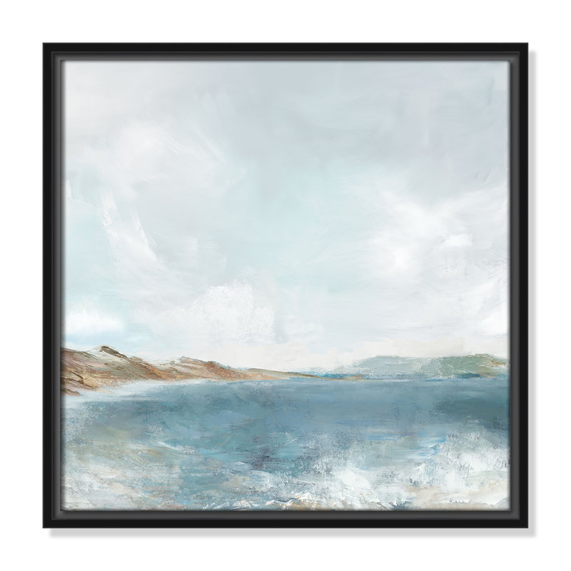 Echoes in Blue Print par PI Studio, H 17,5 po x l 17,5 po, Cadre flottant noir