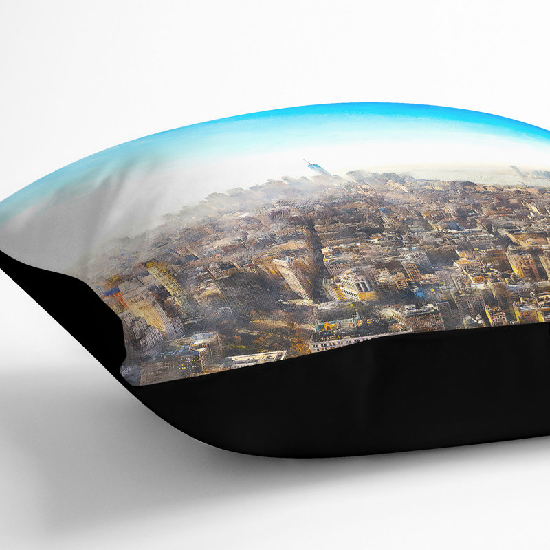 Manhattan New York Painting Cushion with Filling, 40cm H x 40cm W x 15cm D, Black