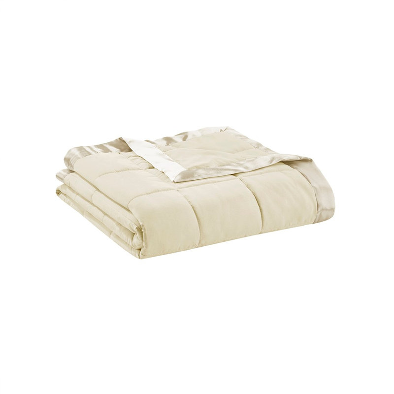 Couverture en duvet synthétique toutes saisons Gracie Mills Larry avec bordure en satin, Double/grand, Gris