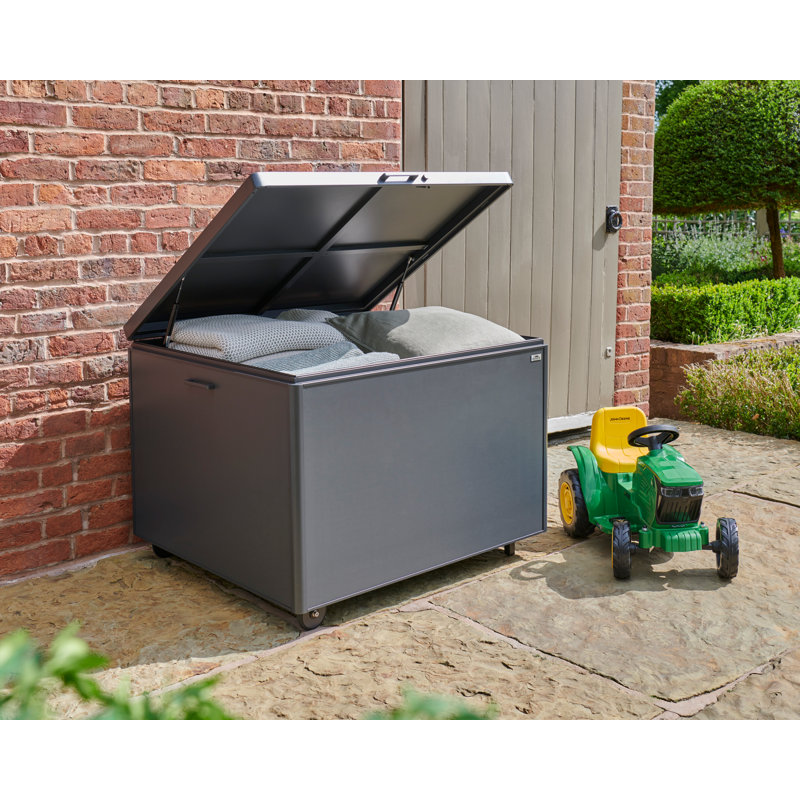 Norfolk Leisure Royce Storage 100cm W 483L Aluminum Lockable Deck Box with Wheels in Grey