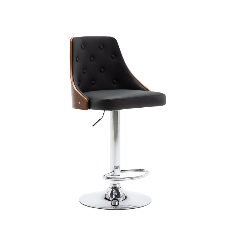 Arefa Swivel Adjustable Height Bar Stool, Black