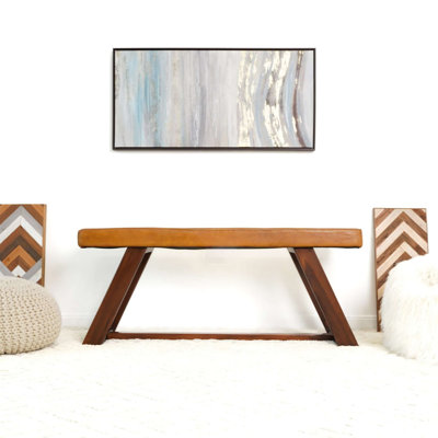 Banc en cuir véritable Marley brun clair
