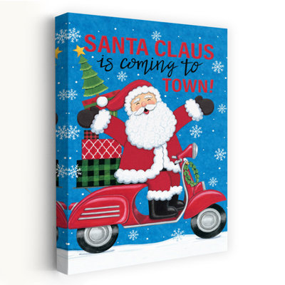 Père Noël sur un scooter fantaisiste, art contemporain de l'architecture hivernale abstraite