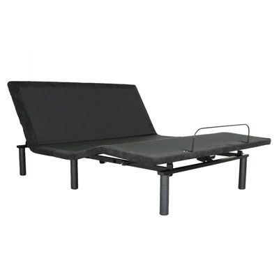 Grand lit ajustable électrique, télécommande, pliable, tête, base de lit avec barre de retenue pour matelas. Conception pliable. Tête indépendante (0 à 60 °) et pied à 40 ° réglable. Structure en acier, stable. Pieds,