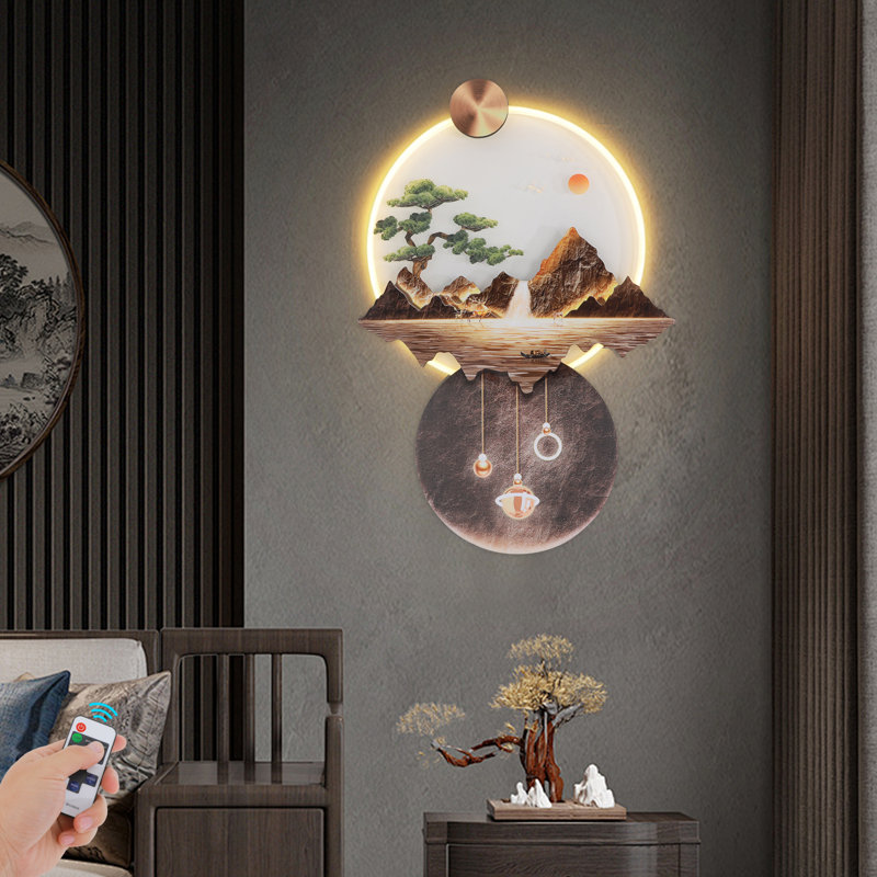 Wall Art Decorations With LED Light and Remote Control Trees Hills Sun Decor