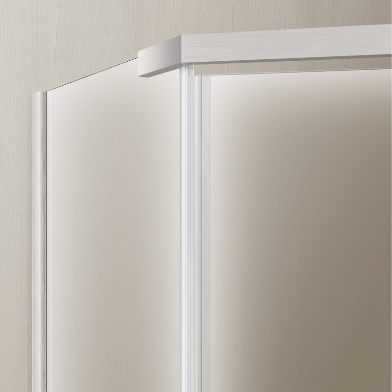 Porte de douche semi-sans cadre avec porte-serviettes et panneau fixe l 38 po x P 38 po x H 72 po, Gelé, Nickel brossé