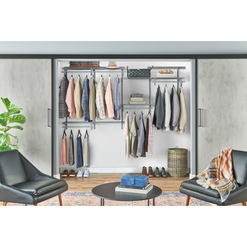 ShelfTrack 60" W - 96" W Closet System Starter Kit, Satin Chrome