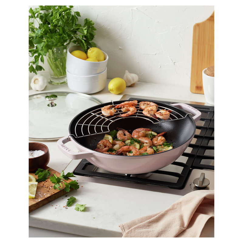 Staub Cast Iron Wok with Lid, Graphite Gray