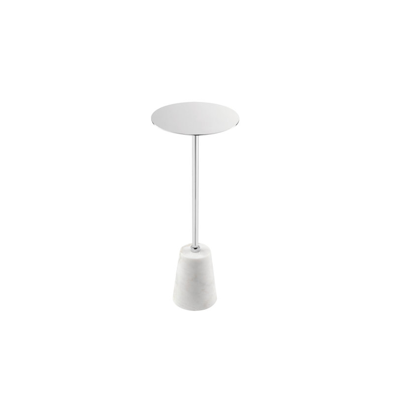 Maisel End Table, White, Silver