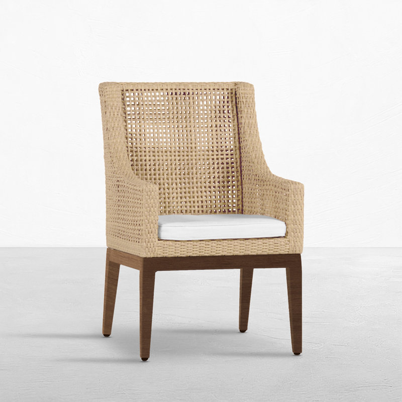 Fauteuil tissé péninsule clair Raphia / bois de santal, Pas de soudure, Blanc naturel, Raphia / bois de santal