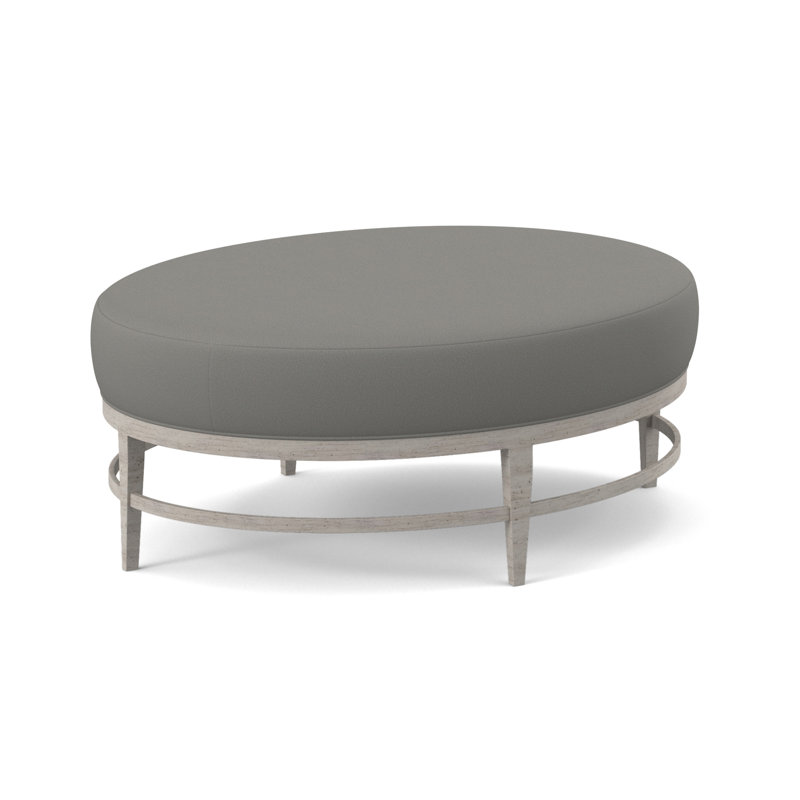 Elliptic Boucle and Velvet Ottoman, Fizz Ivory 100% Polyester, Bisque
