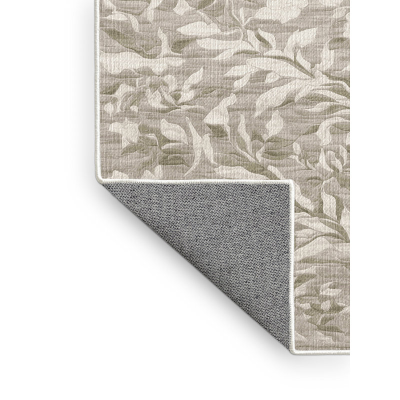 Machine Washable Beige Area Rug, Rectangle 3' x 5'