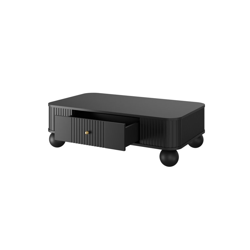 Dayzee Coffee Table with Storage, Black/Gold Top/Black Base