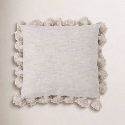Woven Cotton Slub Pillow with Tassels