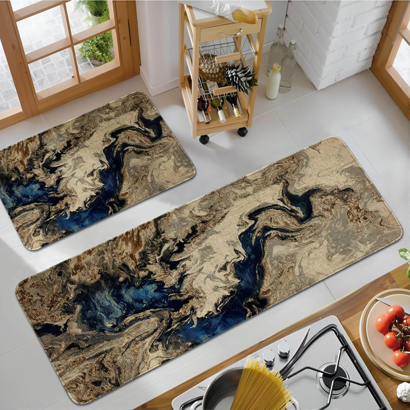 Marble Patterned Kitchen Carpet