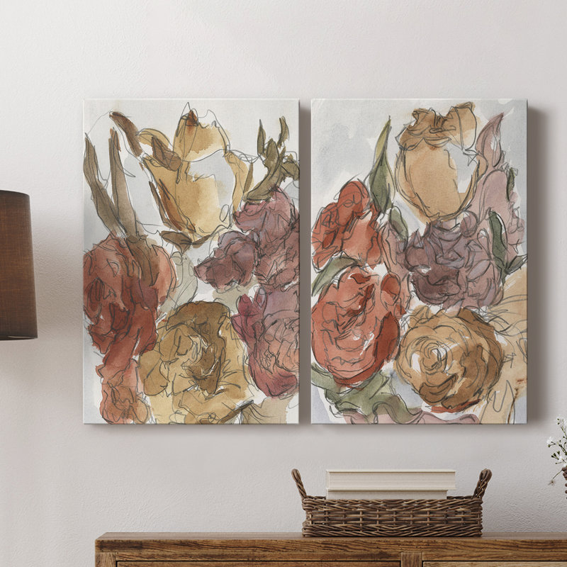 Arrangement floral recadré I - Toile tendue avec châssis de qualité supérieure - Prêt à être accroché