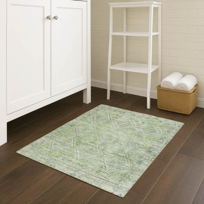 Machine Washable Indoor/Outdoor Chantille ACN2727 Diamonds Rug, Aloe, 2'6" x 3'10"
