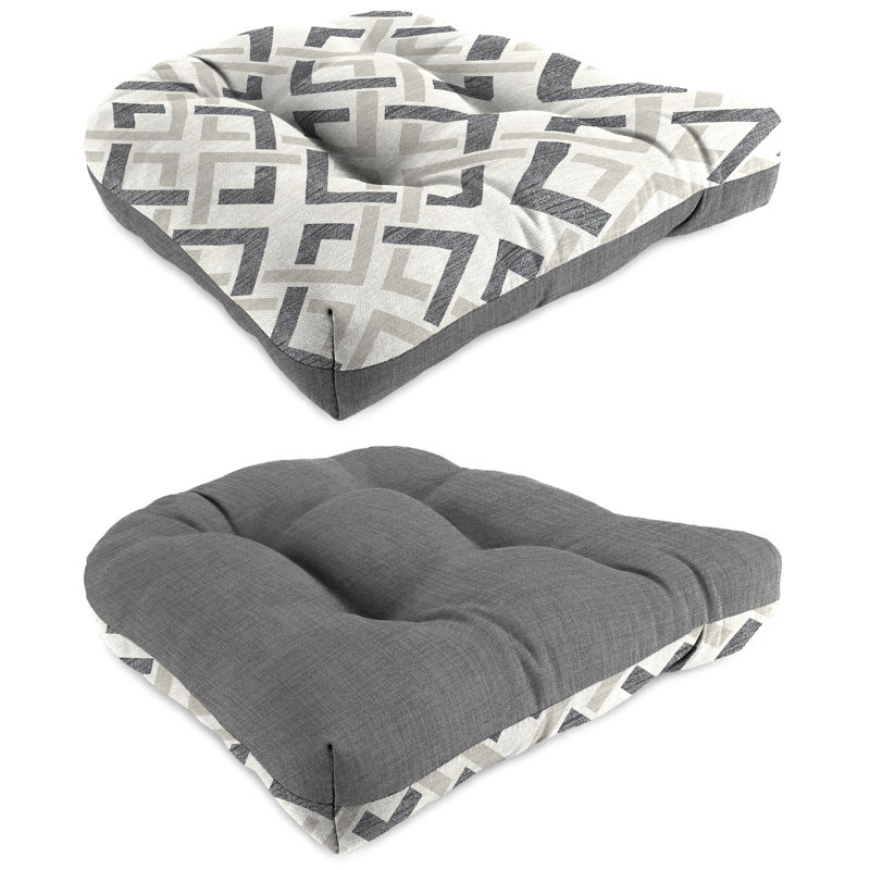 Contoured Outdoor Wicker Seat Cushion, Ice Blue