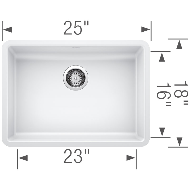 Precis Silgranit 25" ADA Single Bowl Undermount Kitchen Sink - White, White