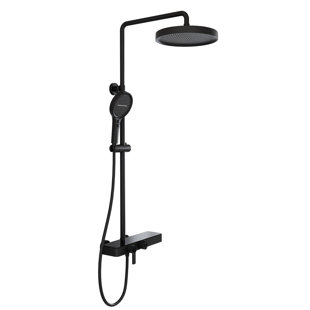 10" Round Rainfall Shower System With 3-Function Handheld Shower, Matte Black/Brushed Gold, 10.8" ABS Top Spray, 3-Way Mixer Valve, 5Ft Hose, High Pressure & Anti-Limescale