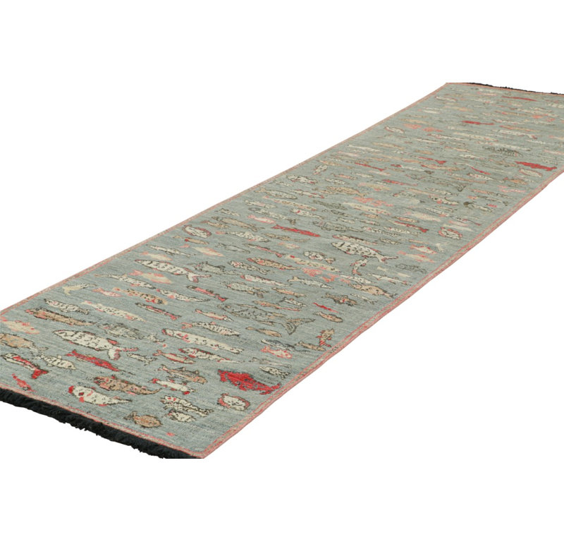 Burano Hand Knotted Wool Area Rug, Runner 3' x 10'