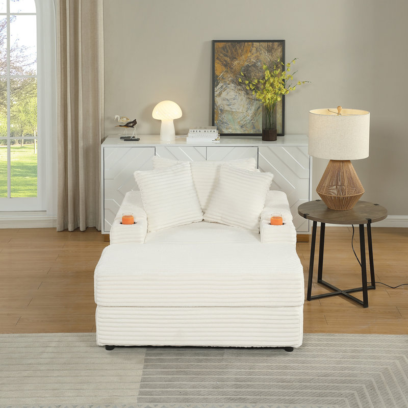 Canapé avec 2 coussins décoratifs et un repose-pieds, Canapé Comfy Sofa, Beige