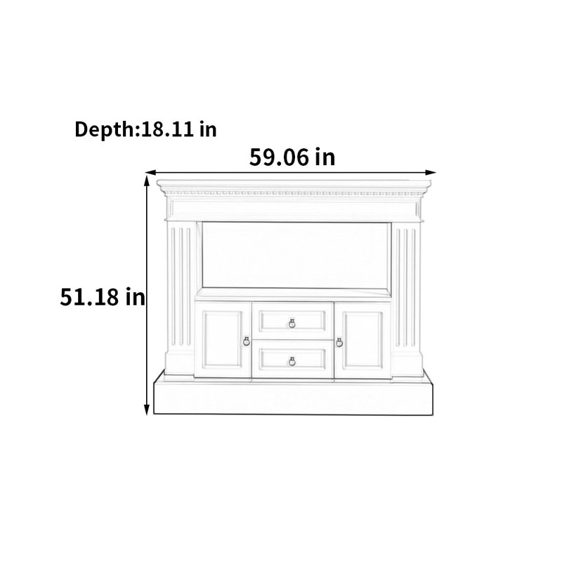 Modern minimalist fireplace cabinet TV stand, Black/Cream