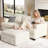 35" Wide Upholstered Seat Cushion Comfy Storage Down Ottoman-1108141124