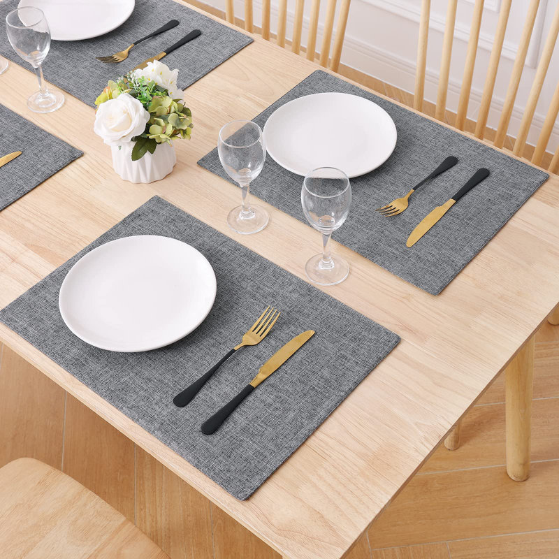 Linen, Cotton Rectangle Placemat, Dark Gray