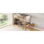 Lit mezzanine simple avec bureau, structure de lit mezzanine rembourrée avec échelle, barrières de sécurité, bois d'hévéa, tête / pied de lit en tissu molletonné