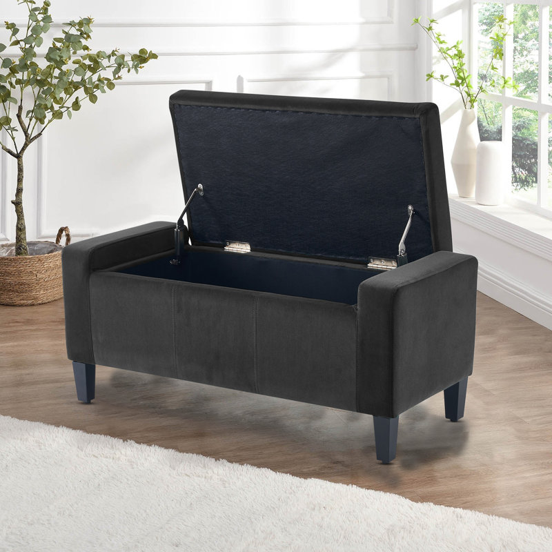 Luxury Crushed Velvet Ottoman Stool, Velvet, Charcoal
