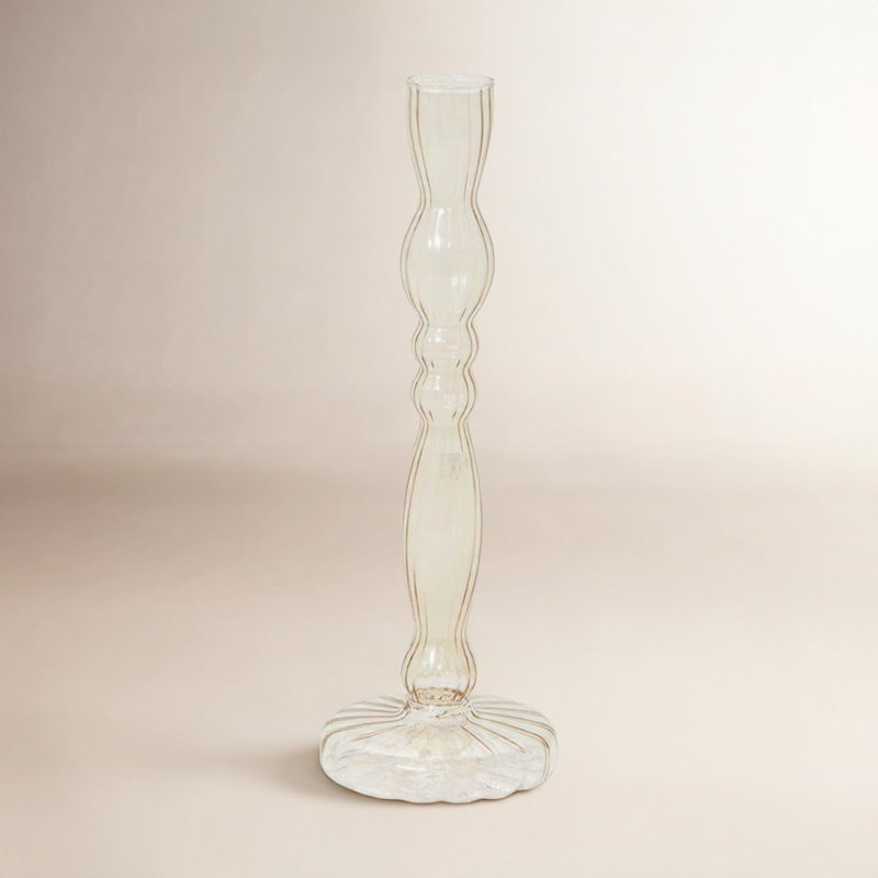 Marajo Candlestick, 8" H x 2.75" W x 2.75" D, Smoke