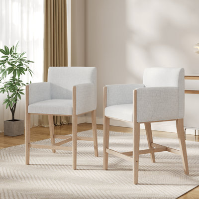 Brio Mid-Century Modern Upholstered Counter Stool with Arm