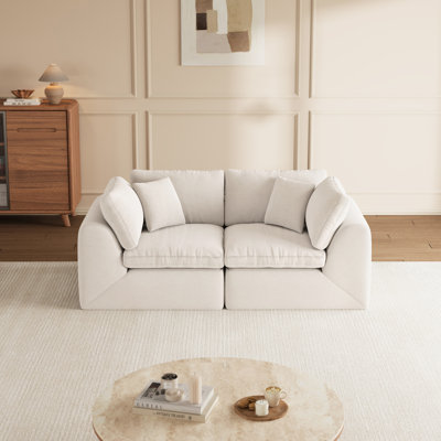 79" Wide Boneless Modular Loveseat, 2-Seat Upholstered Cloud Couch, No Assembly Required