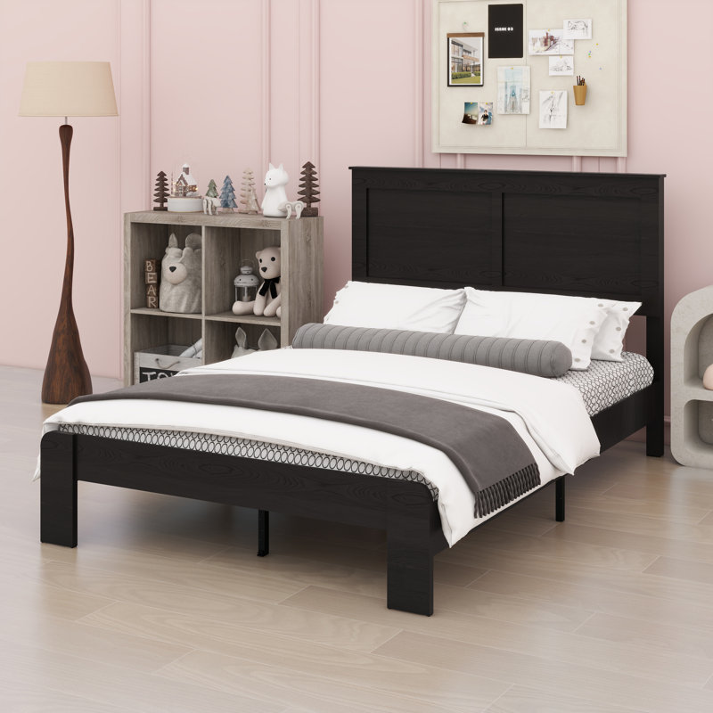 Lit plateforme en bois silencieux et robuste avec rangement spacieux sous le lit, Double