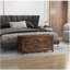Coffre de rangement 39,4 po avec 2 charnières de sécurité, boîte en bois brun rustique HOMcom-1215978657