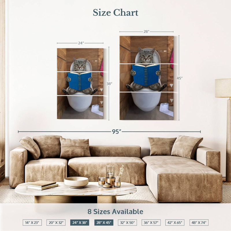 Ketti Tabby Cat Toilet Time, 38" H x 24" W