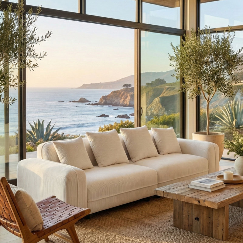Alfresco Collection Covered in Soft, Luxurious Corduroy Fabric, Cream