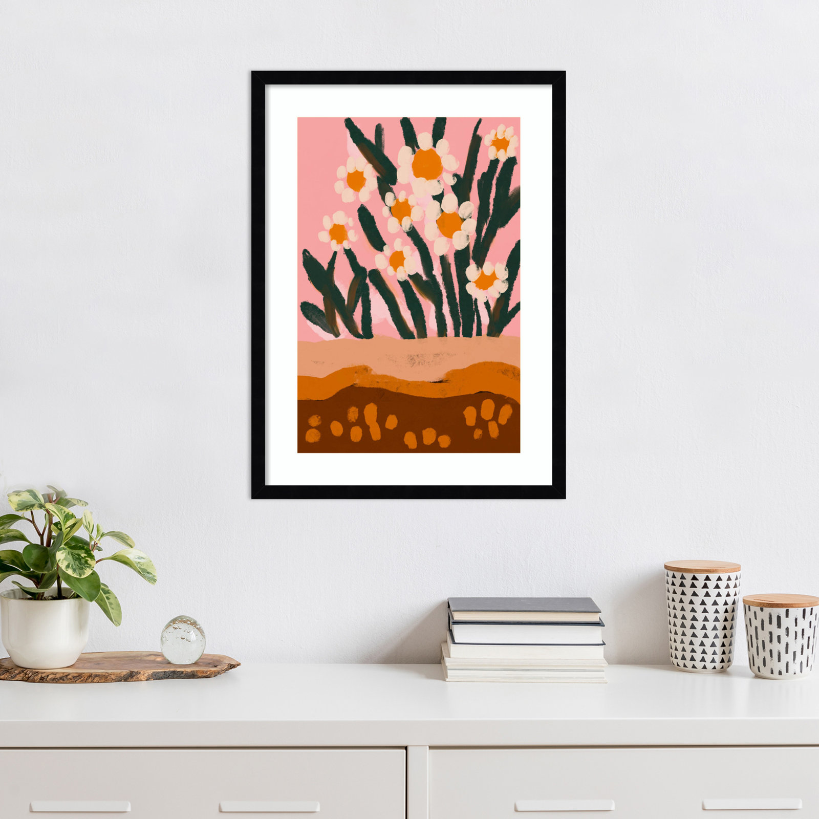 Galya "Pastel Flower Impression No 3" Print, 25" H x 19" W, Black